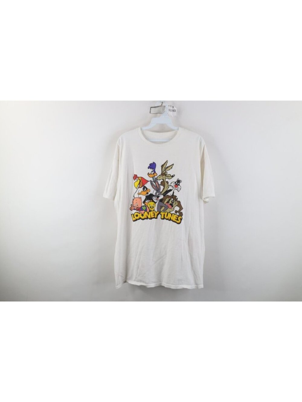 Vintage Y2K Looney Tunes Mens XL Distressed Spell Out Cartoon T-Shirt White